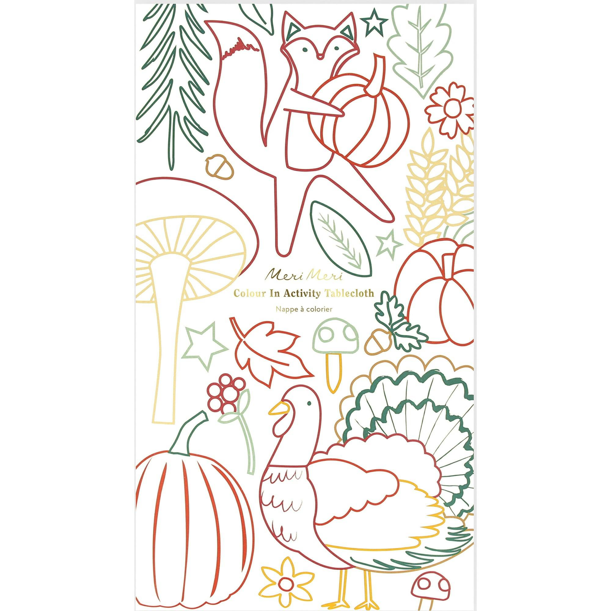 Thanksgiving Color In Activity Tablecloth
