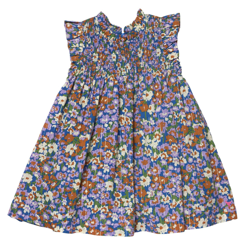 Girls Stevie Dress - True Blue Sketched Floral