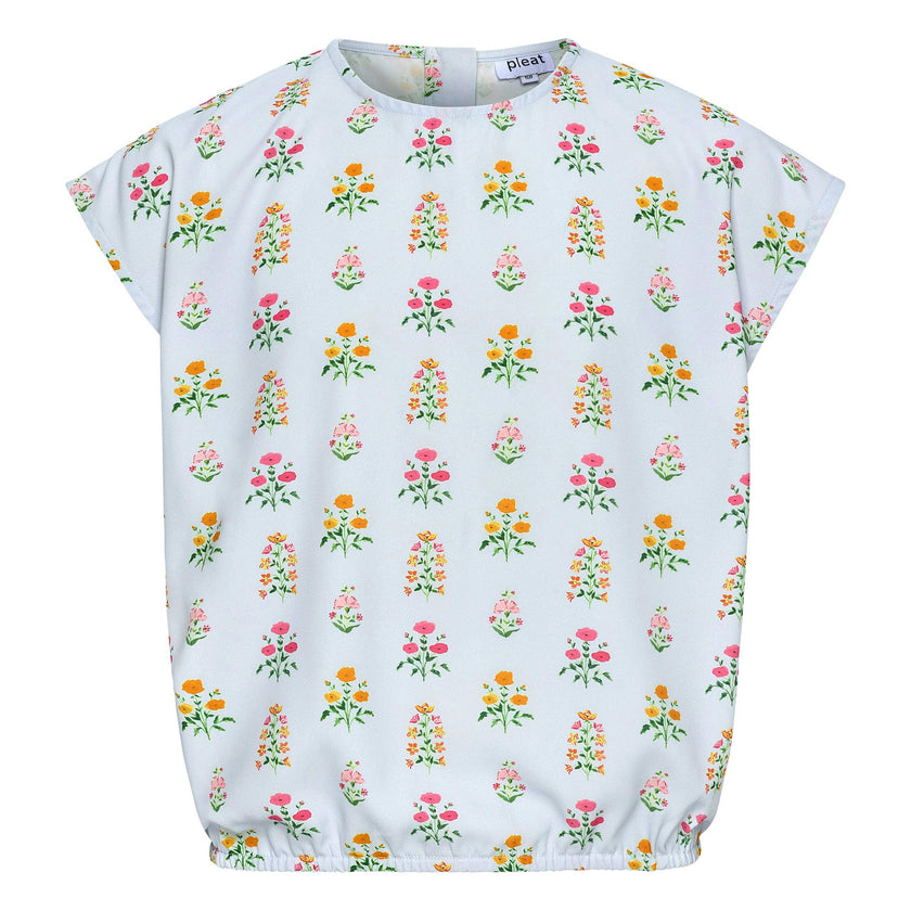 Emma Top Blue Floral Block Print