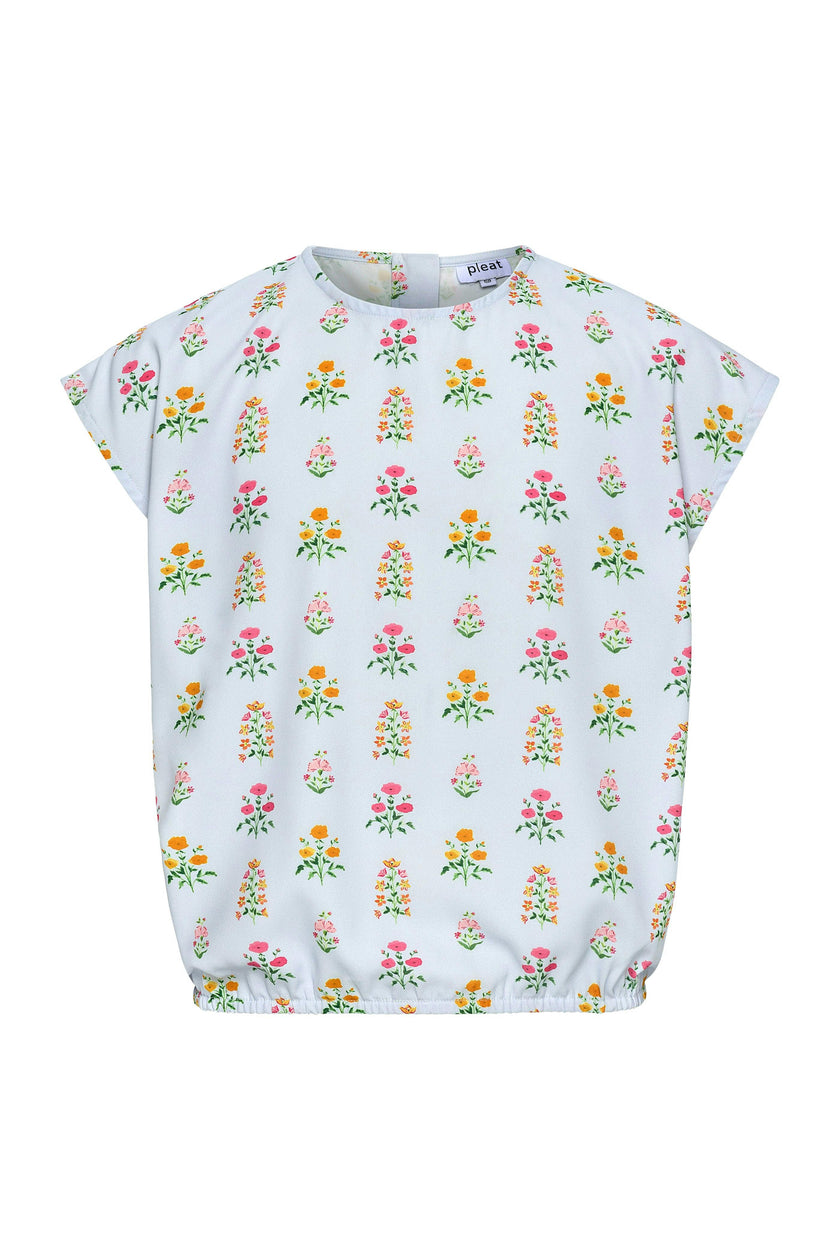 Emma Top Blue Floral Block Print