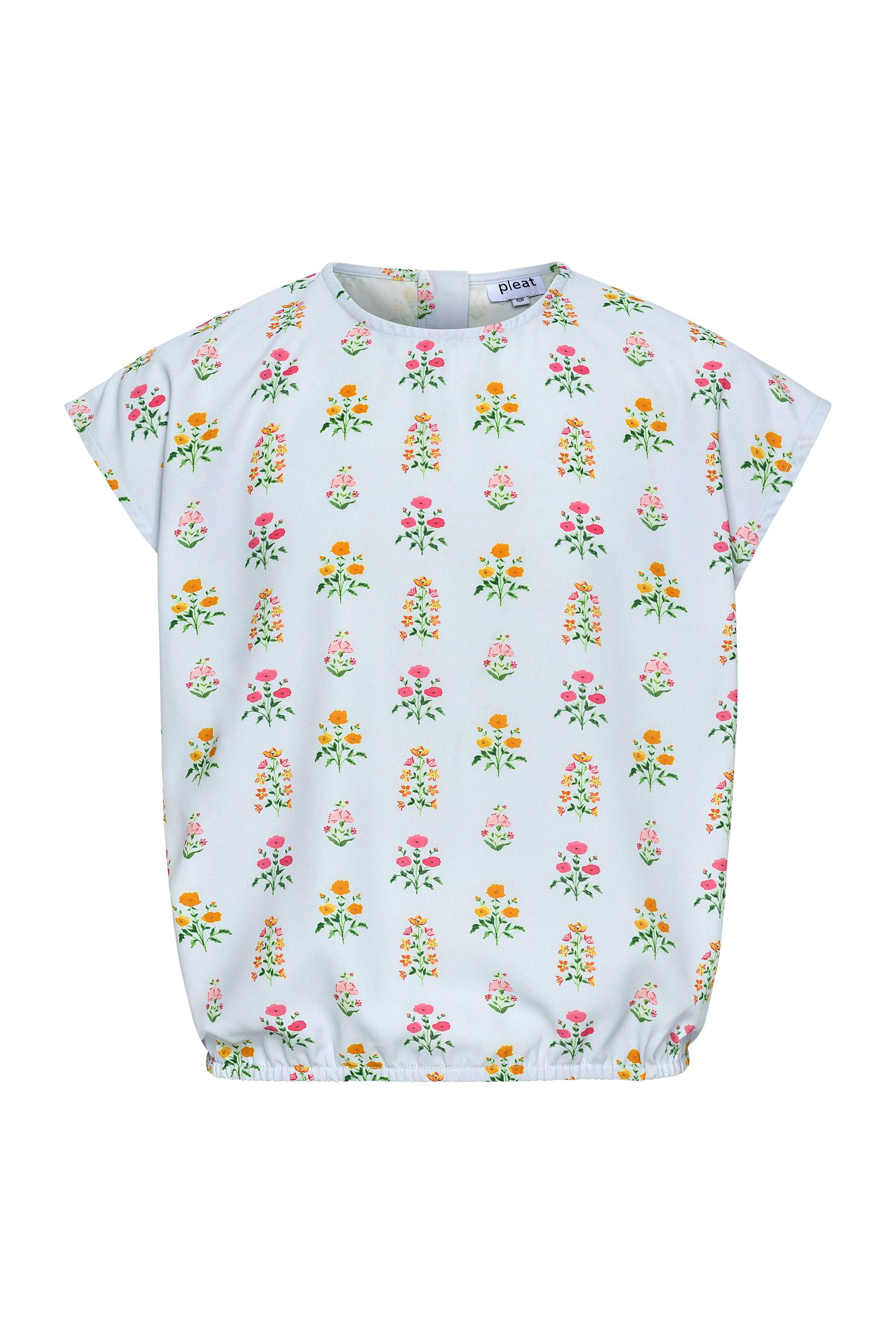 Emma Top Blue Floral Block Print