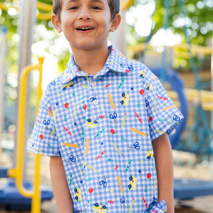 School Print Performance Knit Polo
