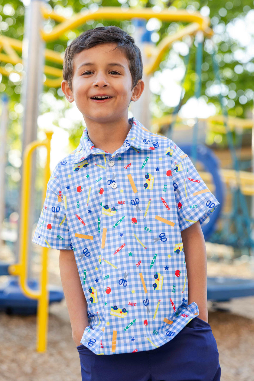 School Print Performance Knit Polo