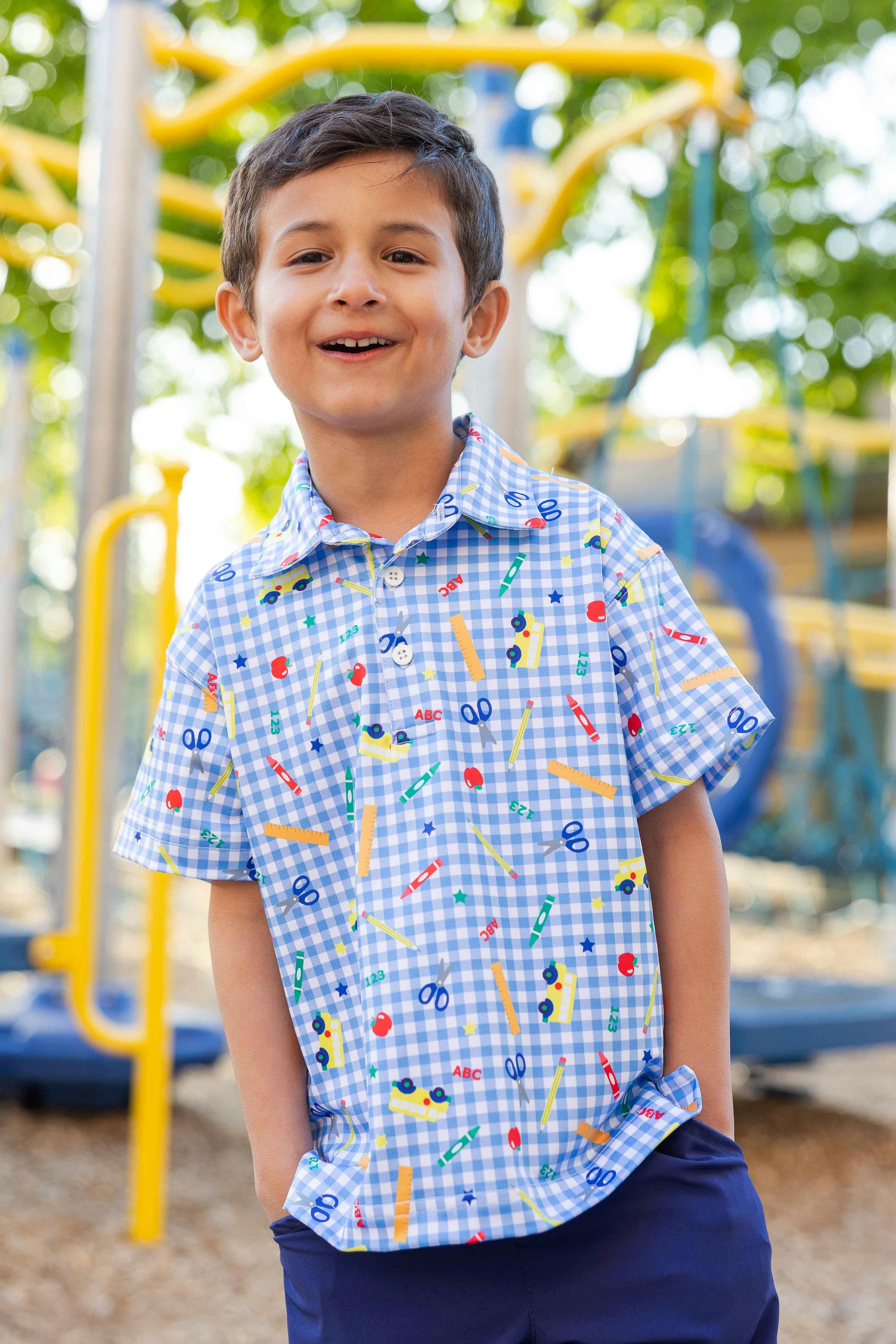 School Print Performance Knit Polo
