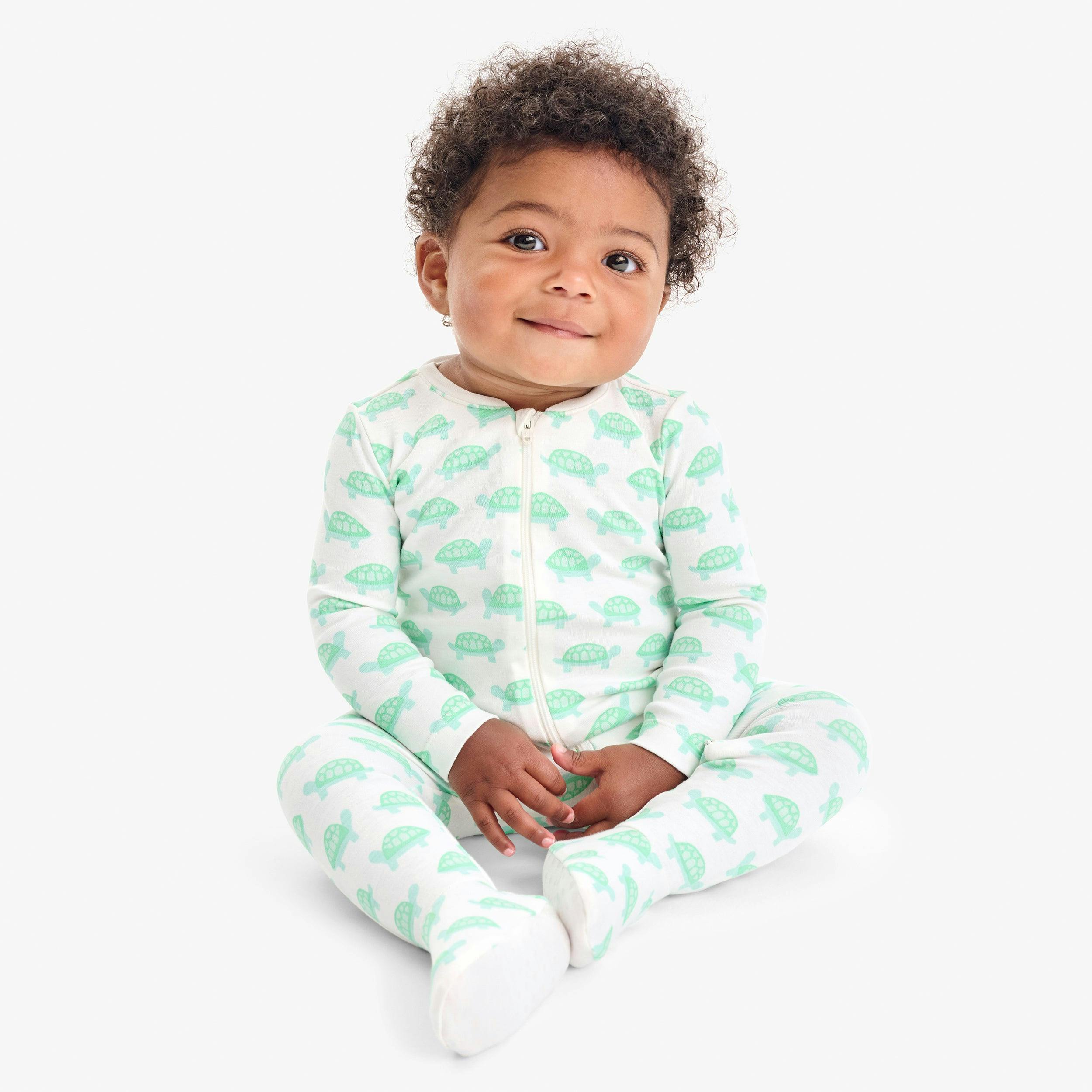 Baby organic animal friends zip footie
