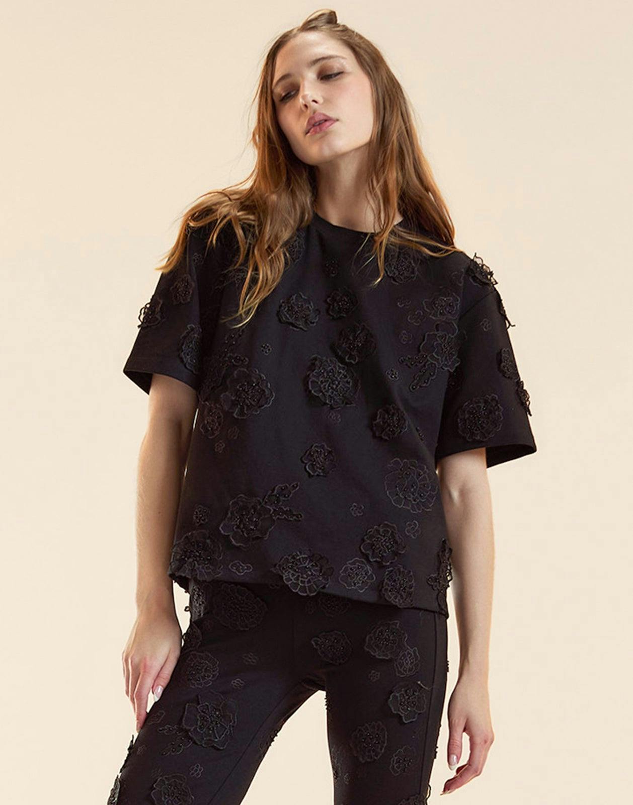 Embroidered Floral Applique Top
