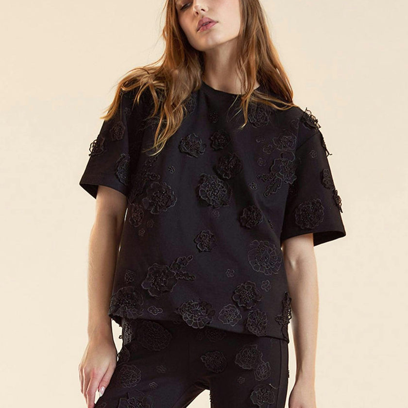 Embroidered Floral Applique Top