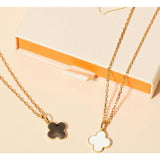 Personalized Enamel Clover Cross Necklace, 14k Gold Plated
