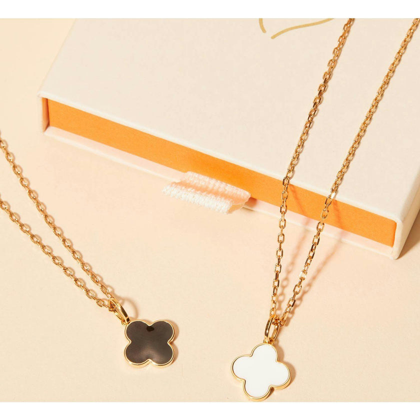 Personalized Enamel Clover Cross Necklace, 14k Gold Plated