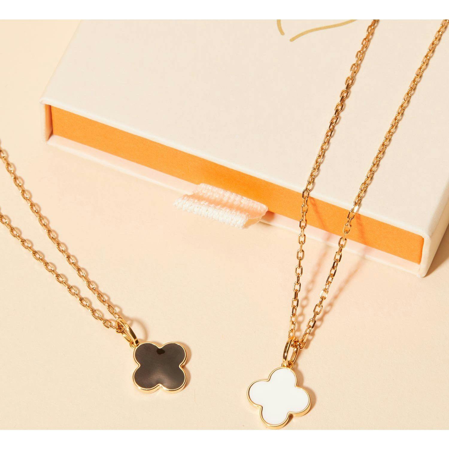 Personalized Enamel Clover Cross Necklace, 14k Gold Plated