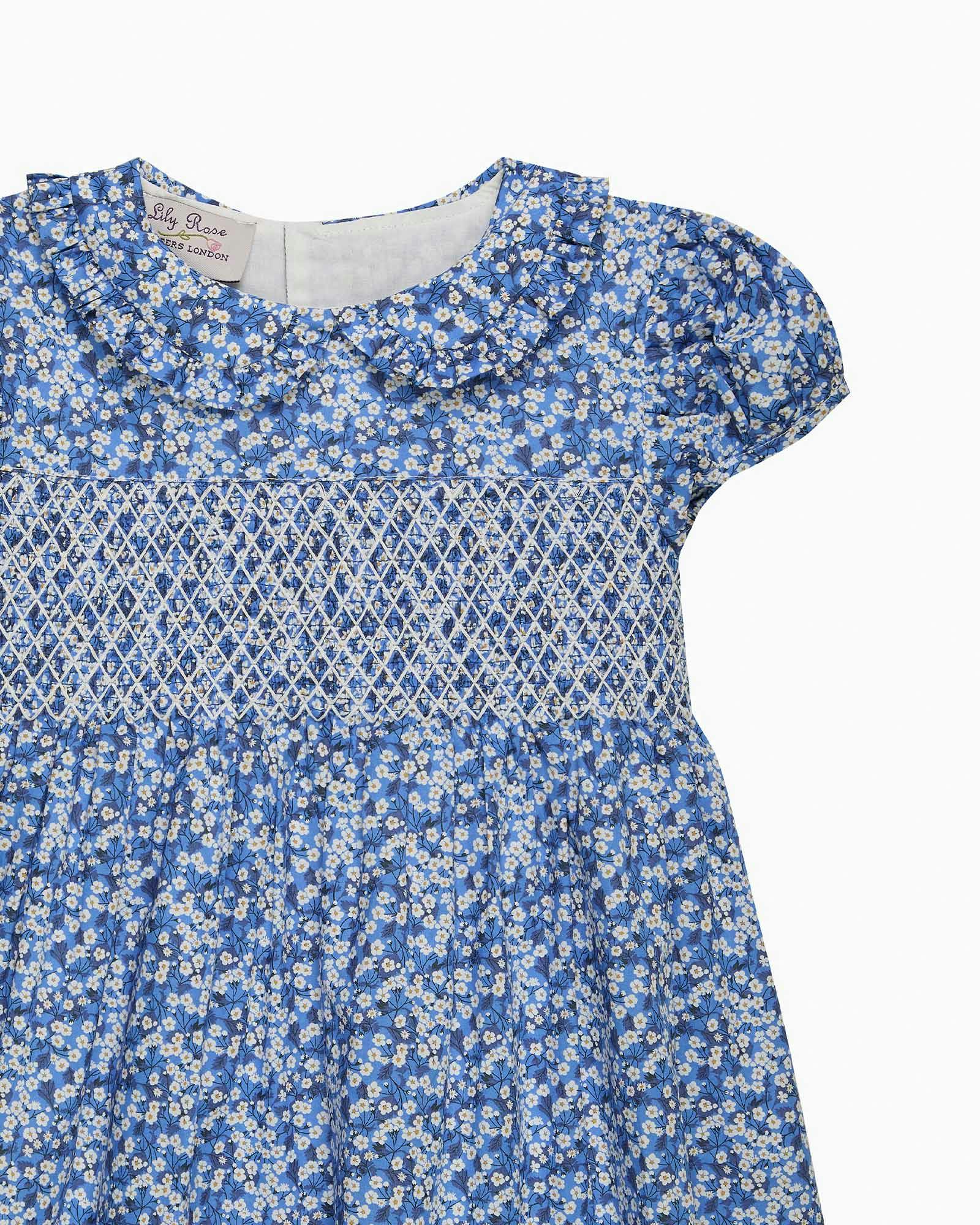 Smocked Dress in Blue Mitsi Valeria
