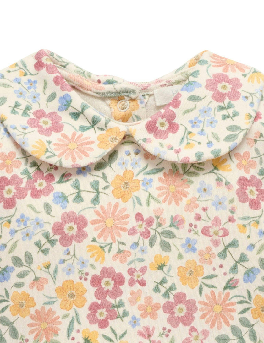 Thick Bodysuit with Collar Wild Flower Print