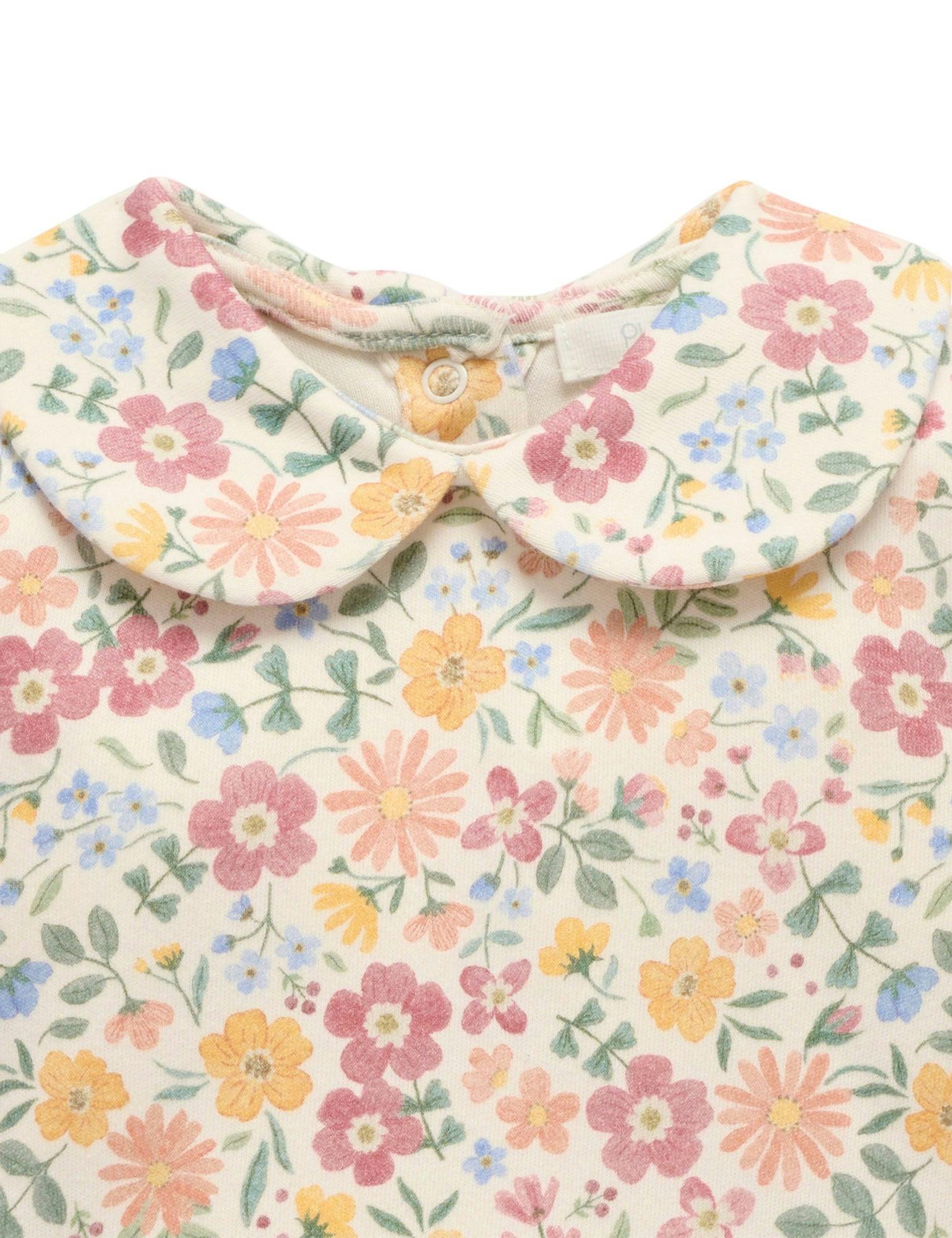 Thick Bodysuit with Collar Wild Flower Print