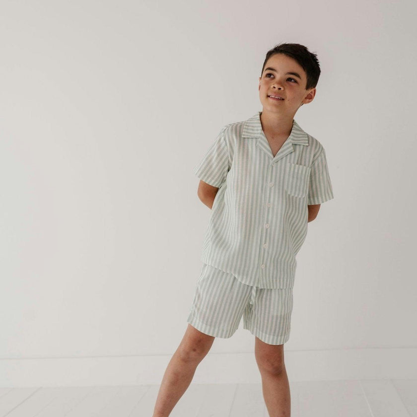 Boy's Linen Button Top
