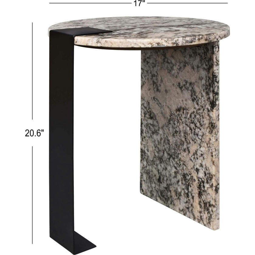 Lyra 20.66" Contemporary Natural Marble/Metal Handmade Round End Table