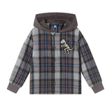 Hooded Plaid Shacket | Dino Bones