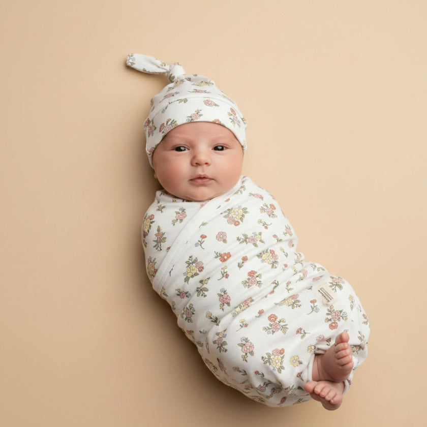 Organic Swaddle Blanket & Hat Set