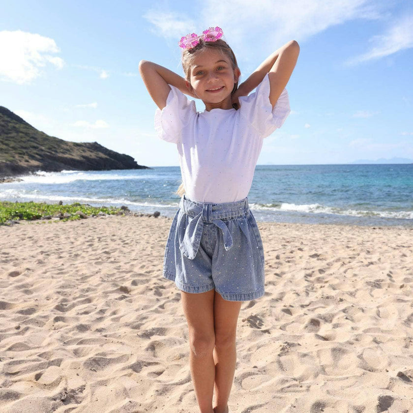 Sparkle Bow Denim Short