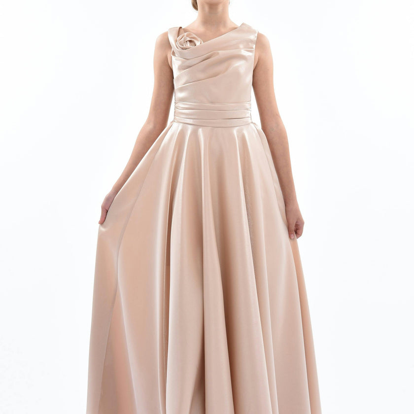 Gold Lenelle Rose Applique Gown