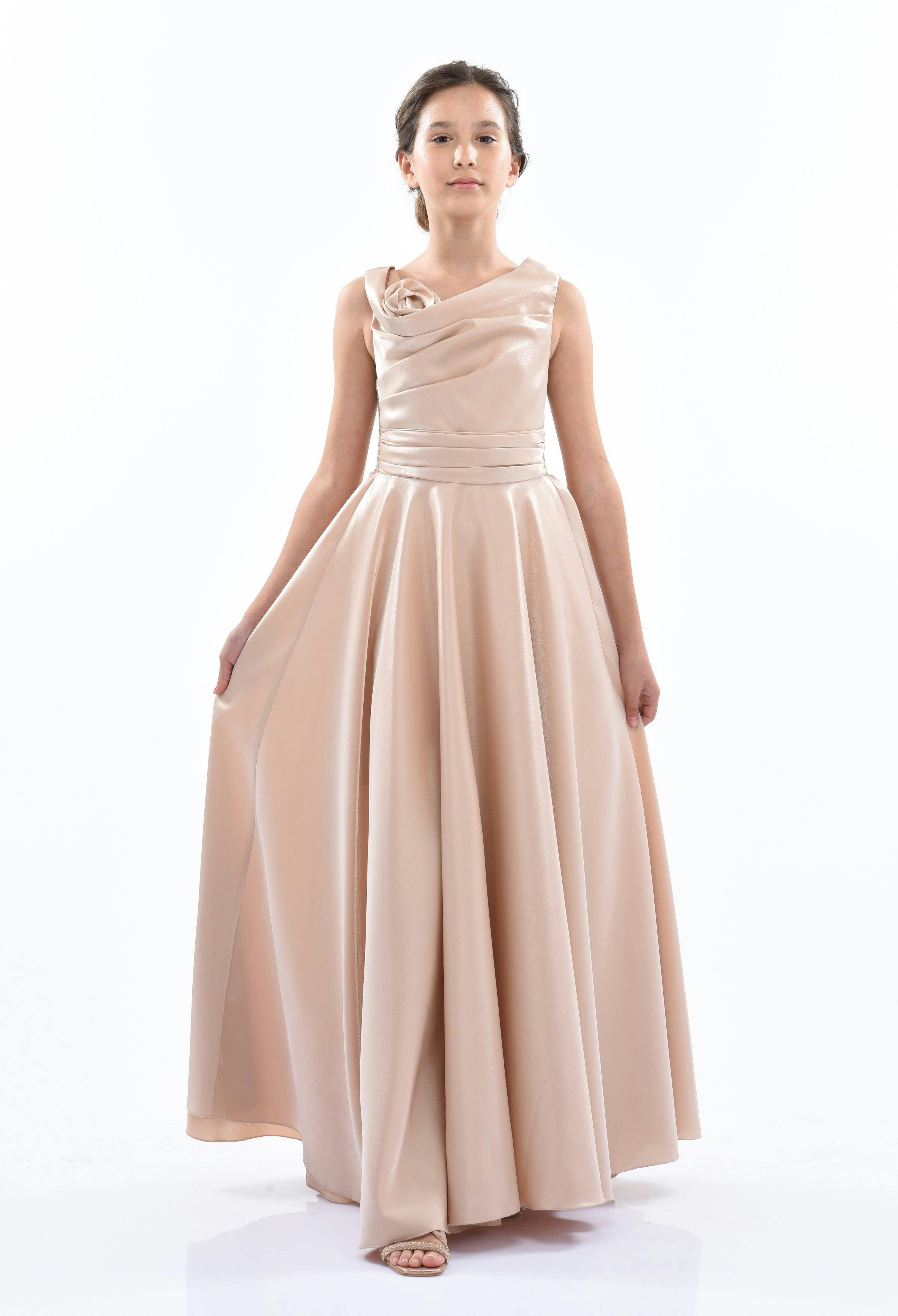 Gold Lenelle Rose Applique Gown