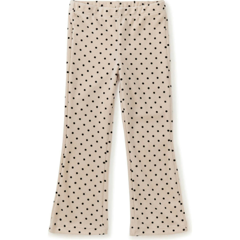 Polka Dot Velour Flare Pants, Brown