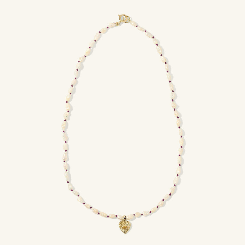 Heshi Pearl Necklace with Citrine Heart