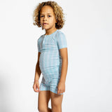 Unisex Pima Striped Shirt & Short Pajamas Set