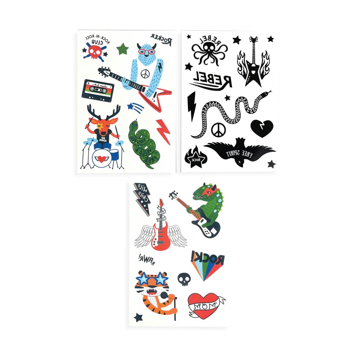 Tattoo Palooza Temporary Tattoos Mini Pack - I Wanna Rock! - 3 Sheets