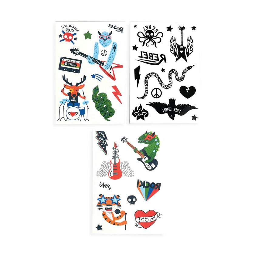 Tattoo Palooza Temporary Tattoos Mini Pack - I Wanna Rock! - 3 Sheets