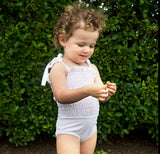 girls pink stripe tie smocked one piece