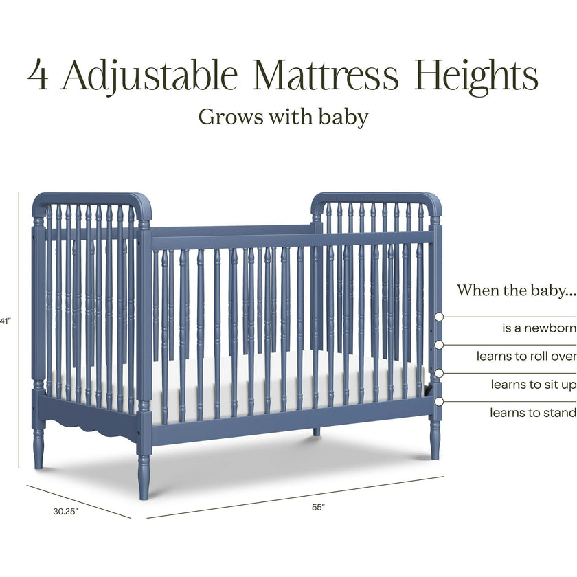 Liberty 3-in-1 Convertible Spindle Crib w/Toddler Bed Conversion Kit in Cove Blue