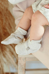 STAY ON BOOTS | STORM GRAY — Bamboo Organic Cotton Blend, 0–12M