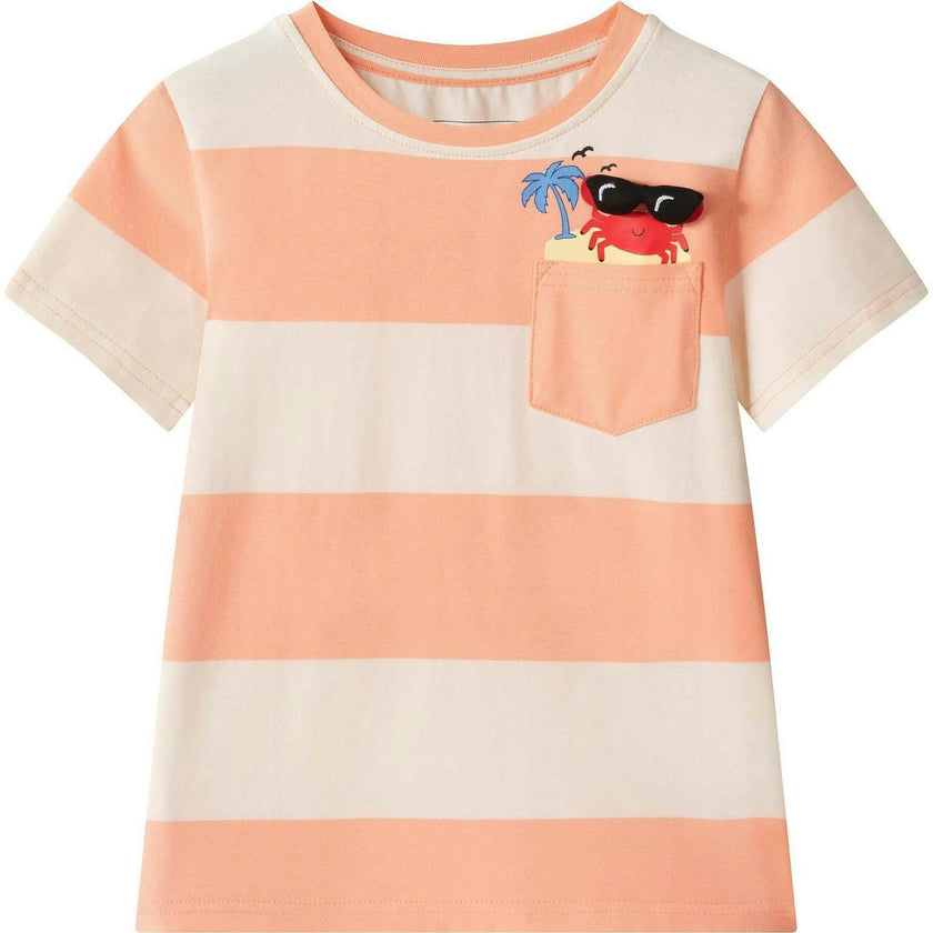 Boys Stripe Pocket Tee | Crab Graphic