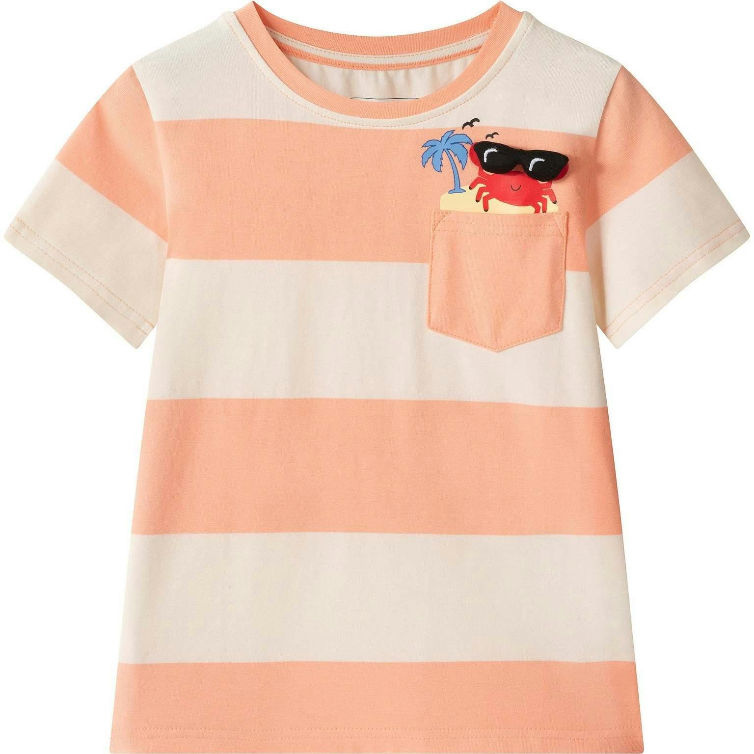 Boys Stripe Pocket Tee | Crab Graphic