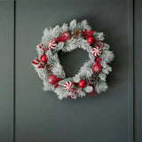 26" Flocked Pinecone, Berry & Ornament Wreath Pre-Lit