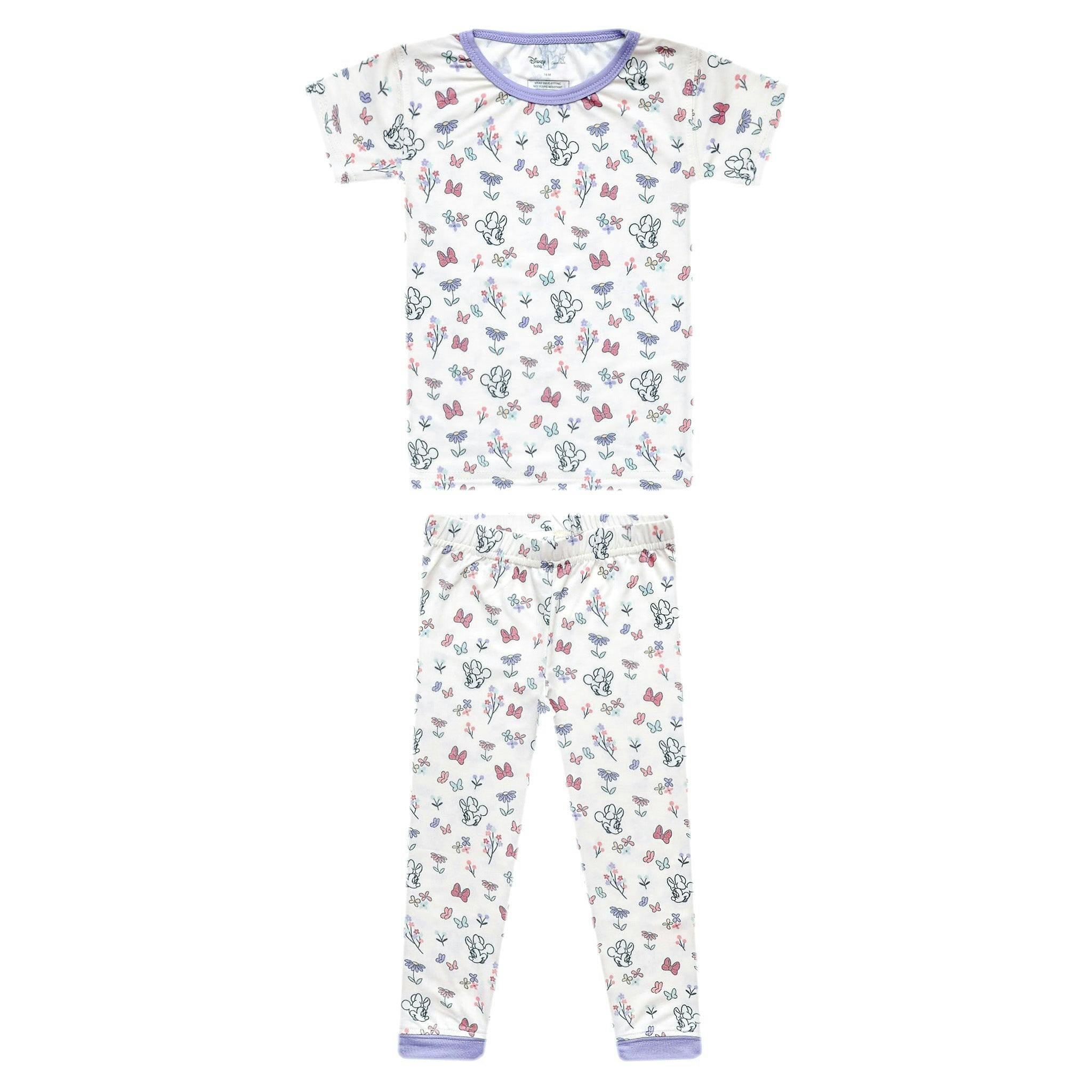 2pc Short Sleeve Pajamas with Pants - Minnie Mouse's Bowquet