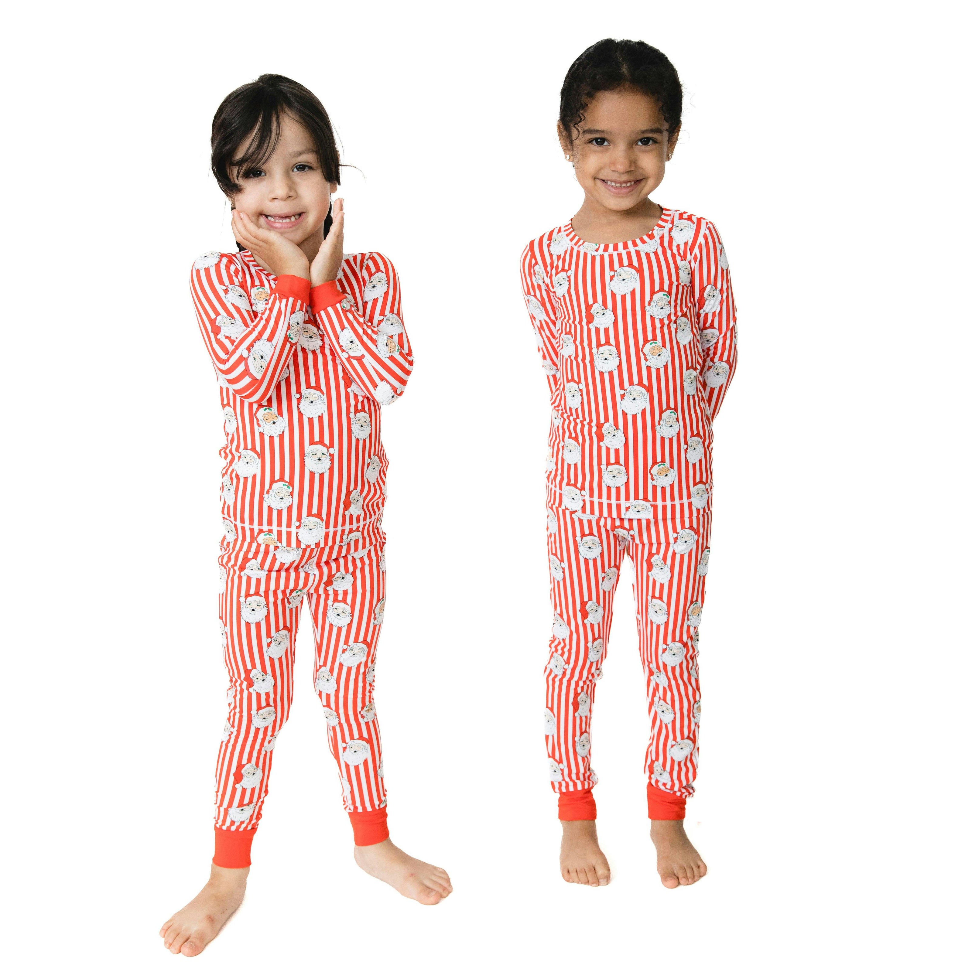 Vintage Santa Stripe - Bamboo - Long Sleeve Loungewear Set