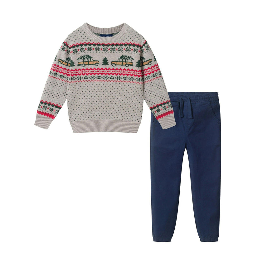 Boys Sweater & Jogger Set | Christmas Tree Cars