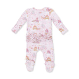 Princess Unicorns and Castle - 2 Way Ruffle Back Zipper Footie