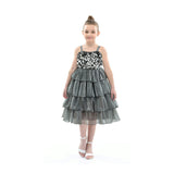 Grey Layered Tulle Sequin Sleeveless Dress