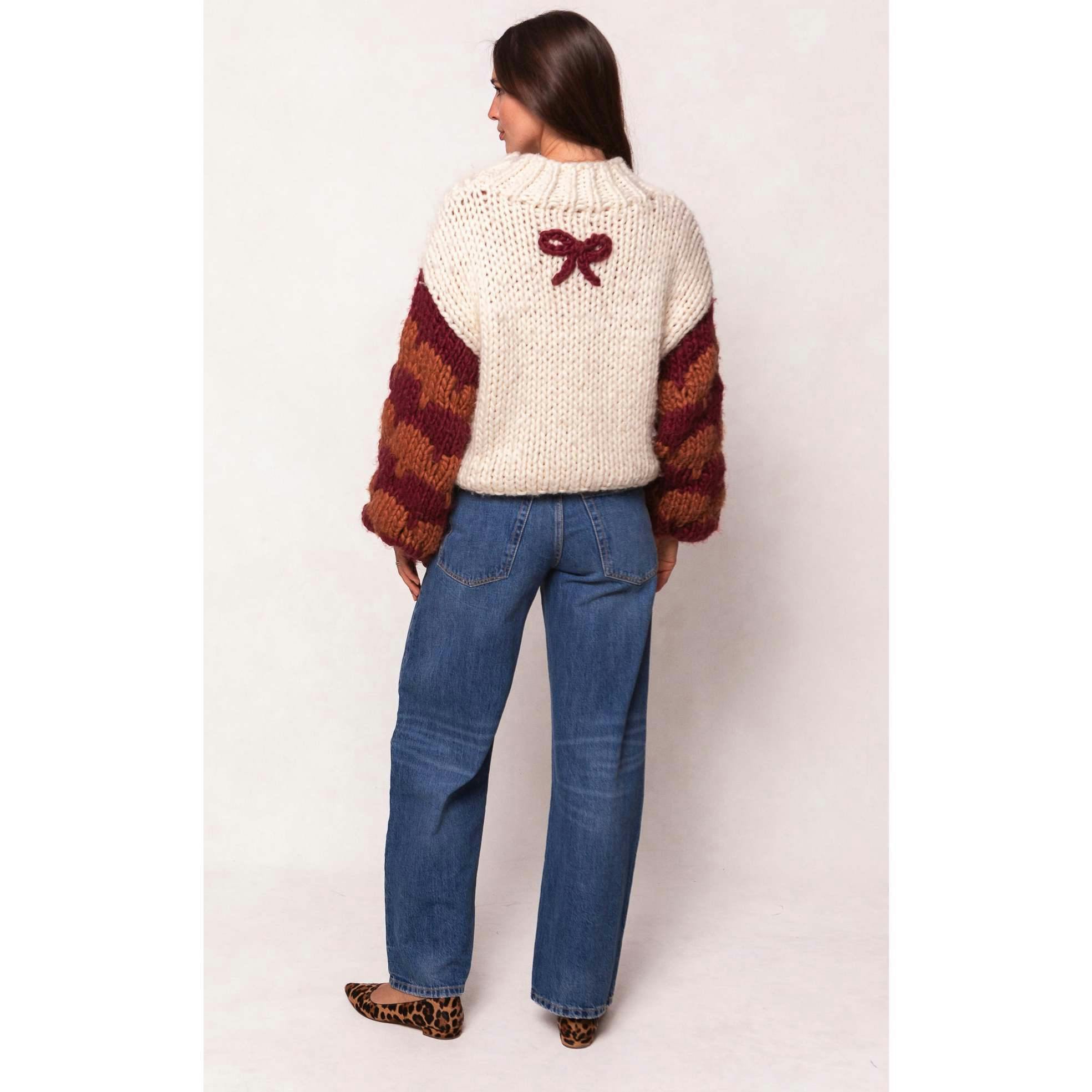 Aimee Sweater in Orange & Cream