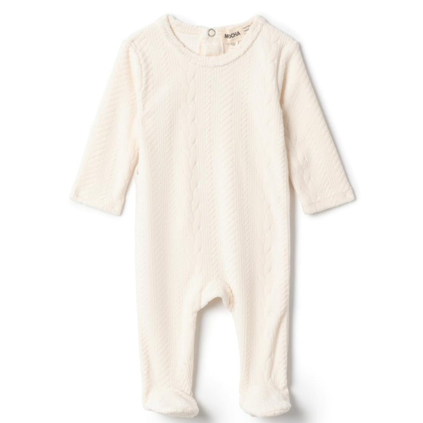 Cable Textured Onesie Off White