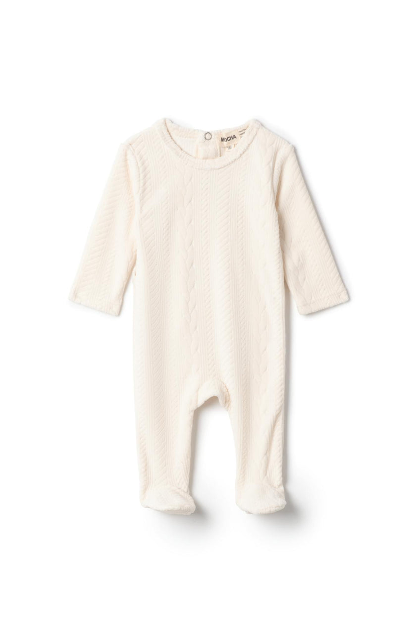 Cable Textured Snap Front Romper