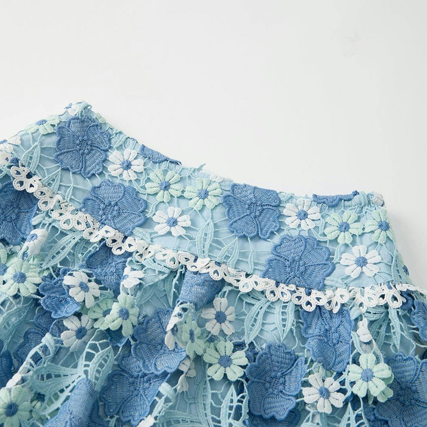 Jade Frill Embroidered Mini Skirt