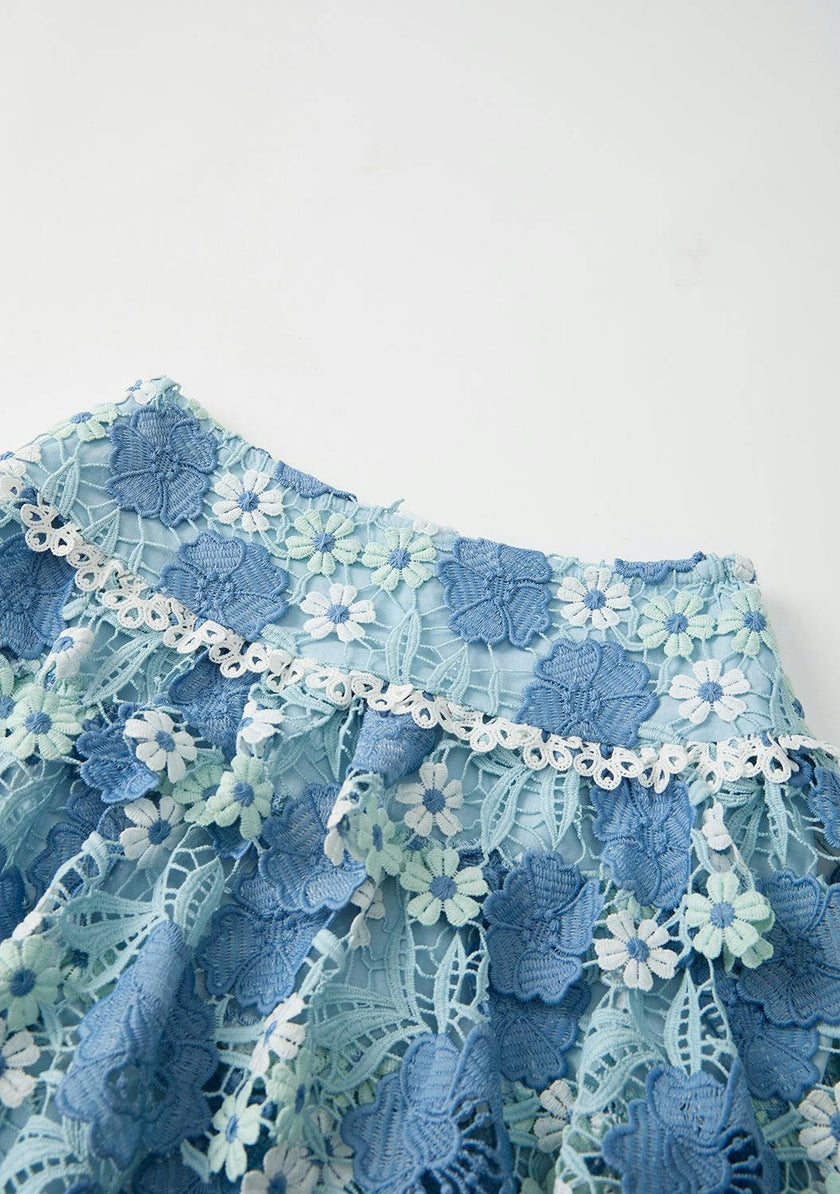 Jade Frill Embroidered Mini Skirt