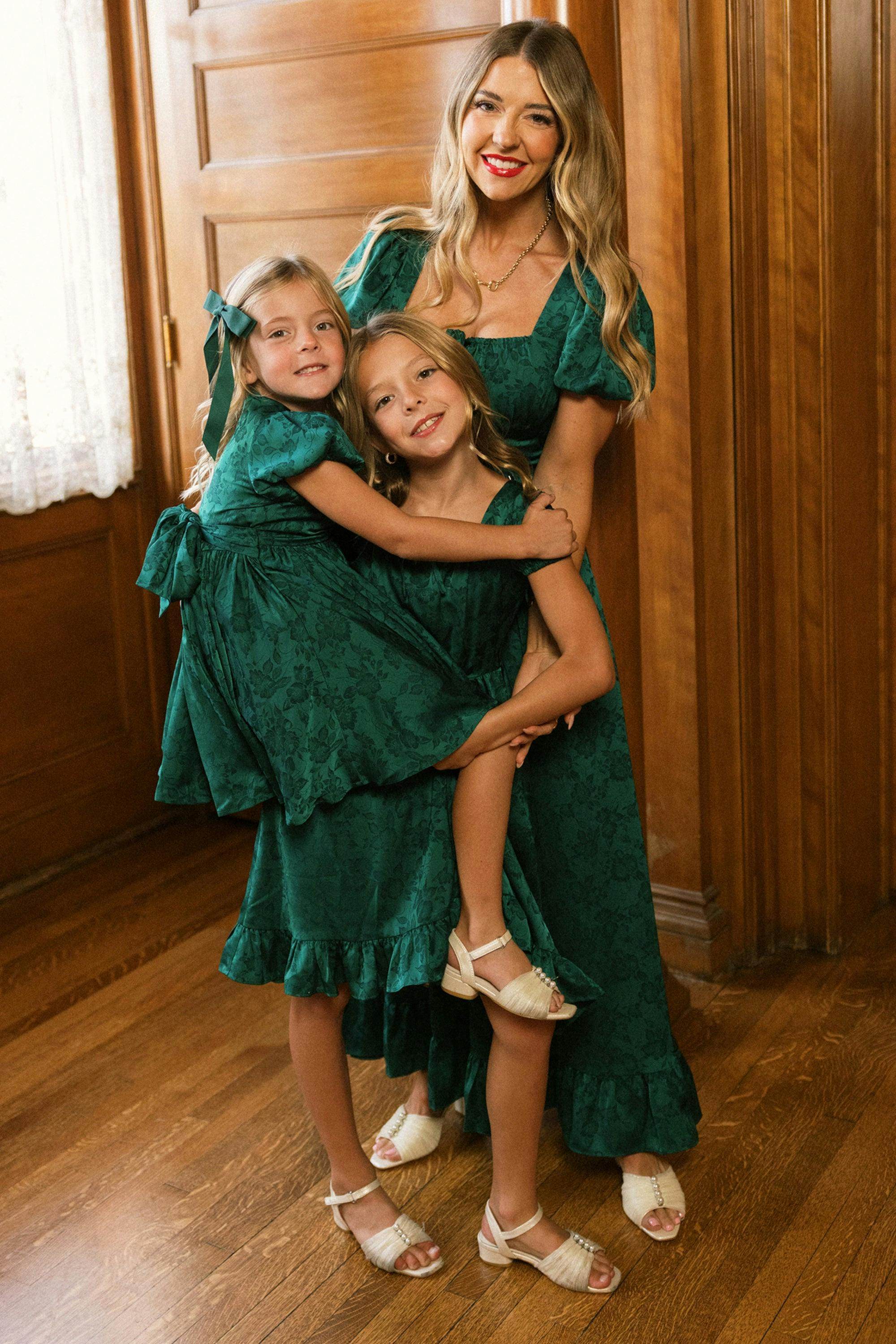 Amira Dress in Emerald Satin