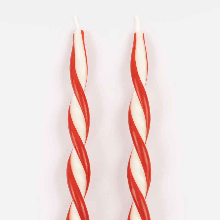 Red Stripe Twist Candles