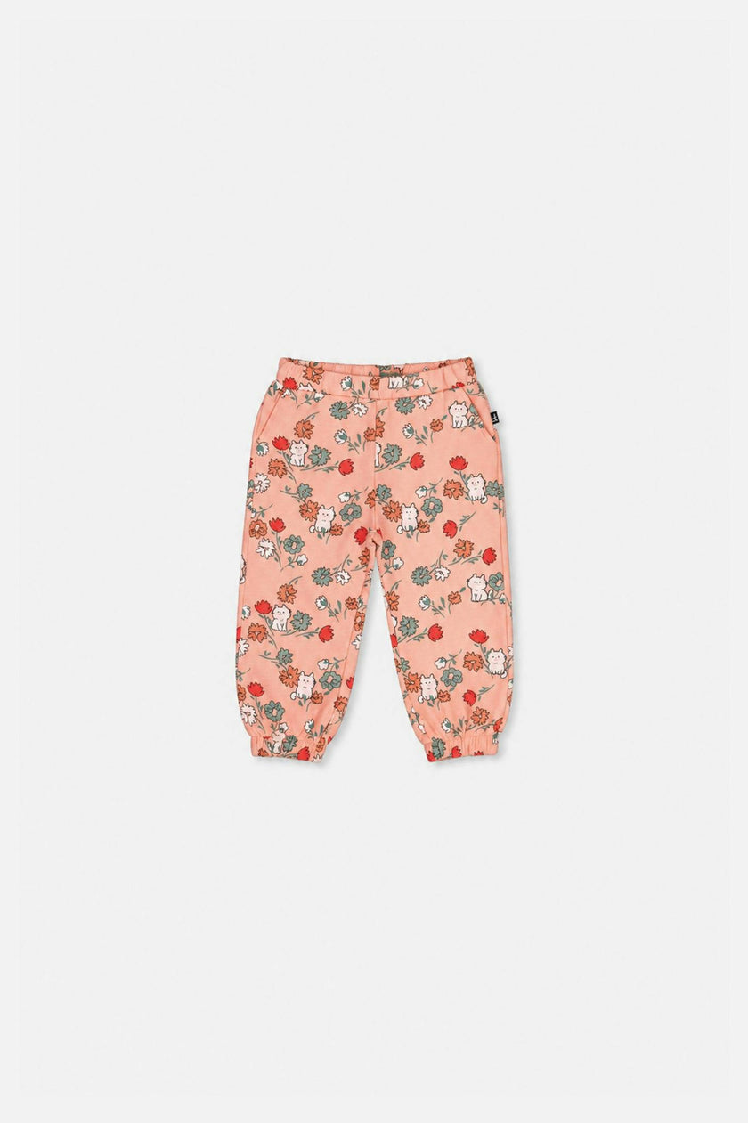 Baby French Terry Sweatpants Pink Cat Print