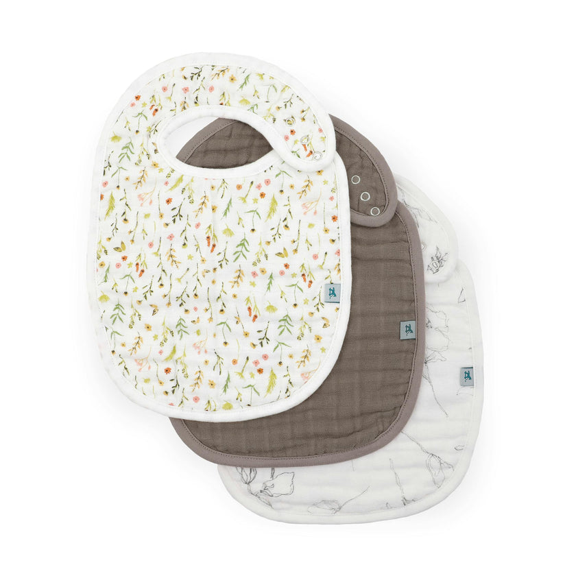 Organic Cotton Muslin Classic Bib 3 Pack - Floral Field