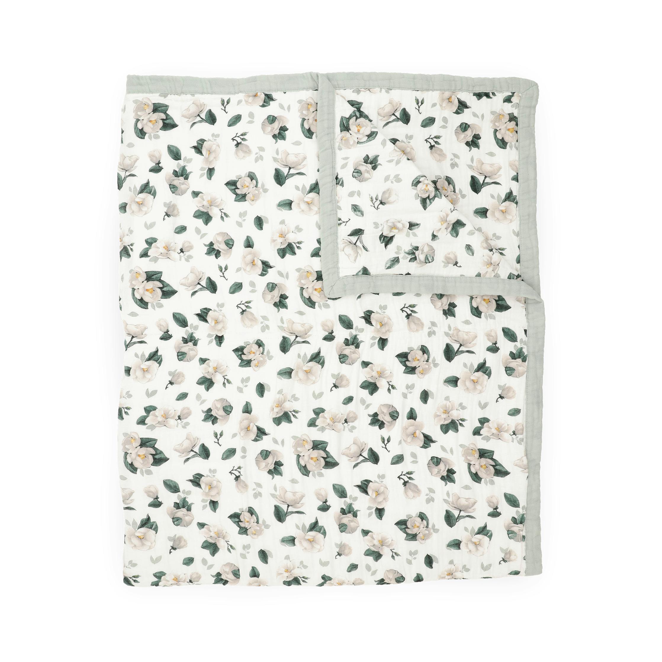 Organic Cotton Muslin Quilted Throw - Magnolia